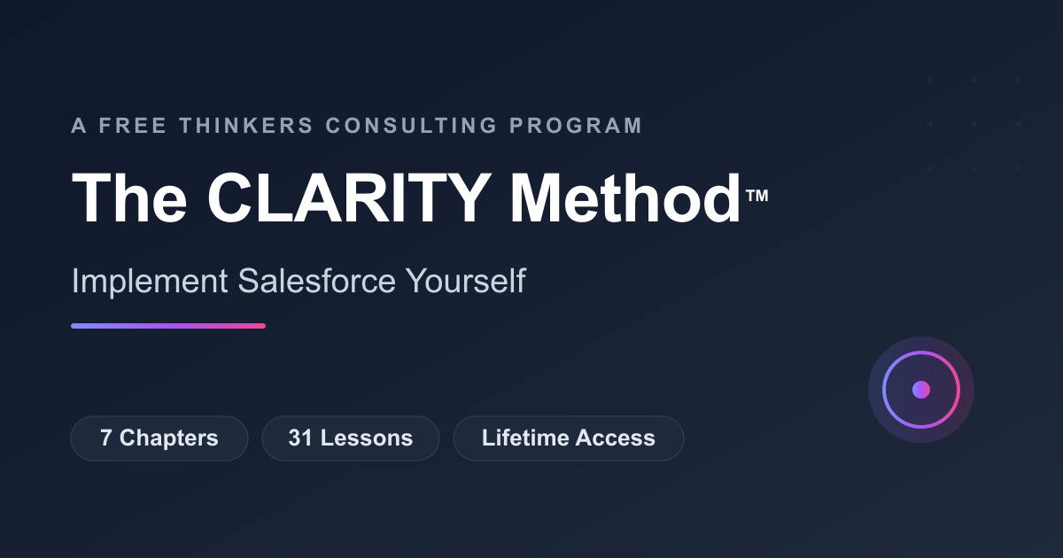 The CLARITY Method, Implement Salesforce Yourself: 7 chapters, 31 lessons, lifetime access